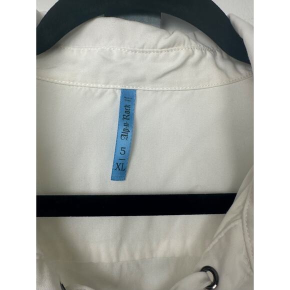 Alp N Rock Y2K white Tencel tunic embroidered sz XL embroidered Lace Up Boho D8 - Picture 3 of 9